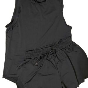 Chic Black Sleeveless Top and Shorts Set